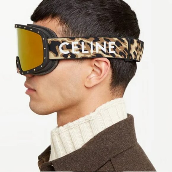 Celine CL40196U SKI MASK Men 99C Animal Gold Mirror NEW AUTHENTIC - Picture 10 of 14